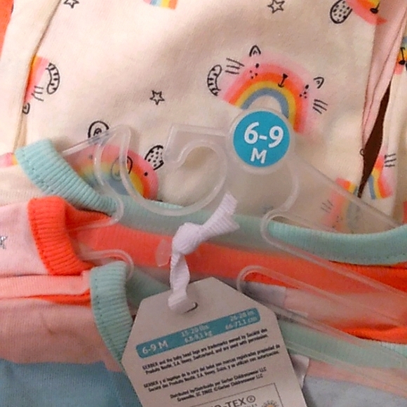 NWT GERBER beautiful Baby Girl Rainbow Kitty Stars 3 Pack Sleep n Plays☆6-9mo☆ - Picture 9 of 10
